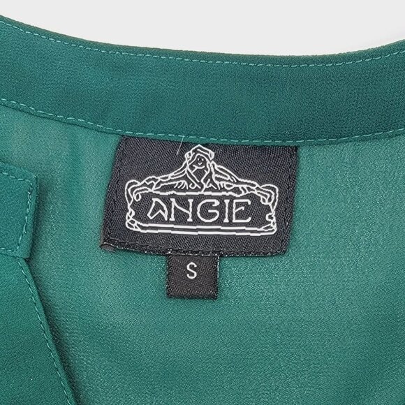 Angie Womens Sheer Tunic Blouse Small Green Career Ethereal Layer Goblin… - Picture 14 of 16